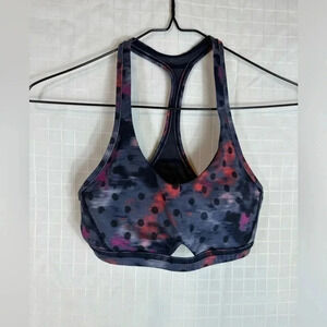 Lululemon Black & Purple Polka Dot Intrinsic Sports Bra Size 4